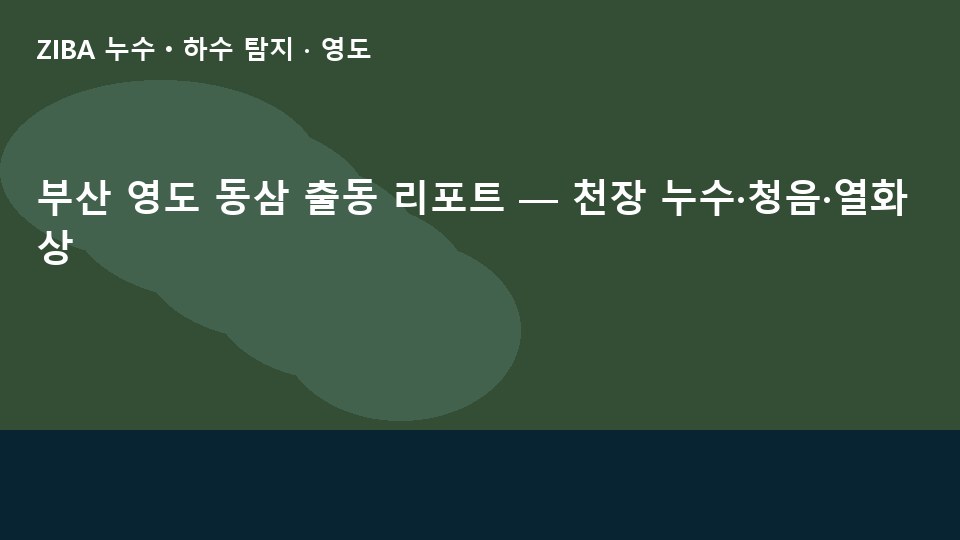 부산 영도 동삼 출동 리포트 — 천장 누수·청음·열화상